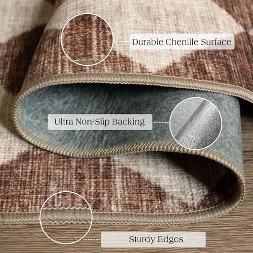 Front Door Rug - 2x3 Brown Beige Checkered Diamond Entry Rug - Image 3