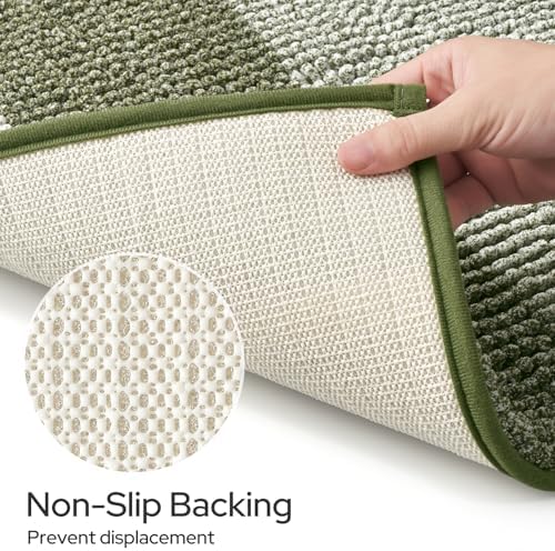 HOMEIDEAS Sage Green Bathroom Rugs Sets 2 Piece Chenille, 20"x32"+17"x24" - Image 6