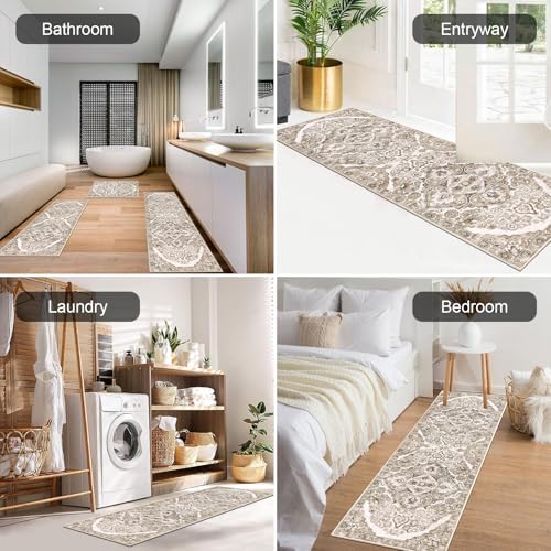 HEBE Boho Kitchen Rugs Set of 3, Non Slip Washable Kitchen Mats for Floor - Image 5
