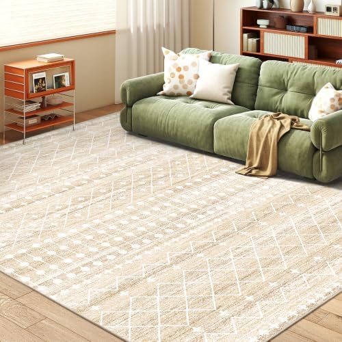 Miukiki 6x9 Area Rug Washable Non Slip Rug for Living Room Beige by Miukiki
