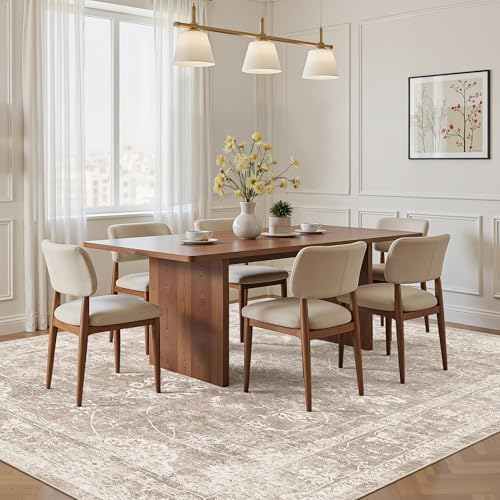 Madane 5x7 Area Rugs for Living Room, Washable Neutral Soft Rug Brown/Sand - Image 3