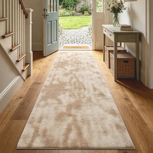 2x8 Tie-dye Beige Runner Rug Washable Non-Slip for Kitchen Hallway Bathroom - Image 2