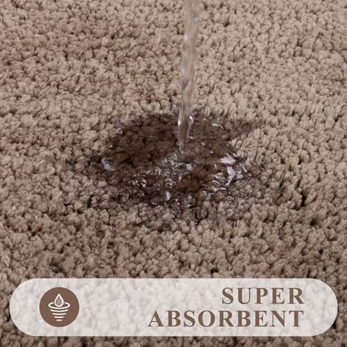 Pauwer Bathroom Rugs Sets 3 Piece, Microfiber Bath Mat Set, Coffee - Image 4