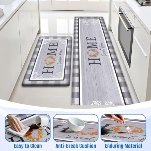 Kitchen Mats 2PCS, Anti Fatigue Rugs, 17.3x30+17.3x70in, Grey - Image 5