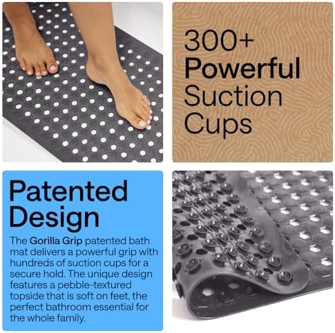 GORILLA GRIP Bath Tub Shower Mat, Bathtub Floor Liner, 35x16 Charcoal - Image 3