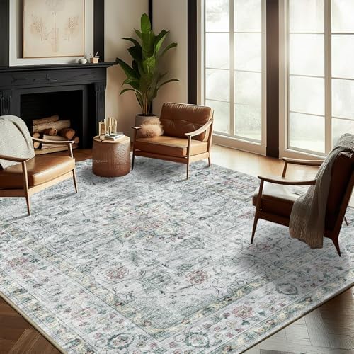 CHAMPLANT Washable Area Rug 10'x14' Boho Design Non-Shedding Easy Care Ideal for High Traffic Areas in Living Room Bedroom Office Coffee Table Kitchen Large Carpet by CHAMPLANT