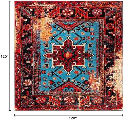 SAFAVIEH Vintage Hamadan Square Rug 10', Red & Light Blue VTH211Q - Image 2