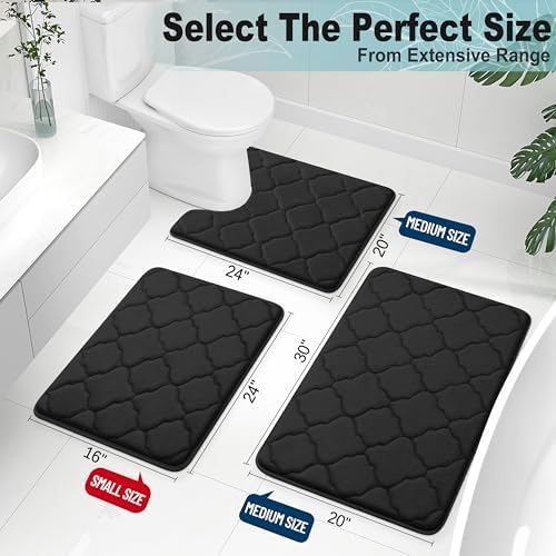 OLANLY Memory Foam Bath Mat Rug 36x24, Ultra Soft and Absorbent Bathroom Rugs, Non-Slip, Comfortable, Machine Washable Bath Carpet for Bathroom Floor, Tub, Shower and Home Decor Accessories, Black - Image 2