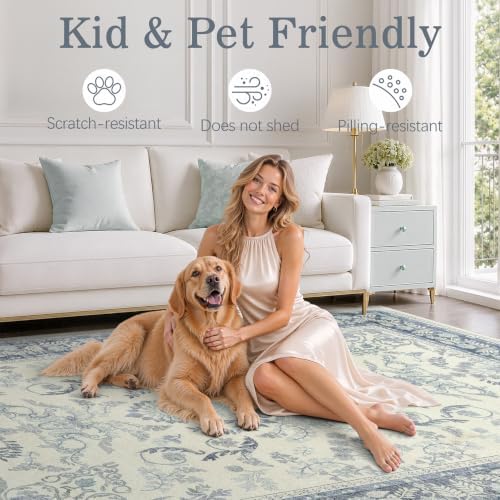 DCX Blue and Beige Washable 6x9 Rug - Image 5