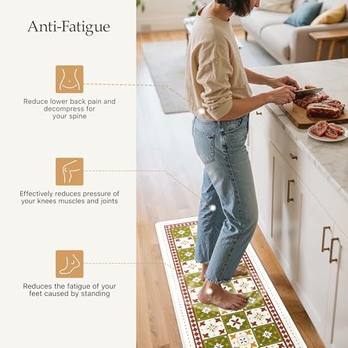 GENIMO Anti Fatigue Kitchen Mats for Floor 2PCS, Standing Rugs, Dark Green - Image 4