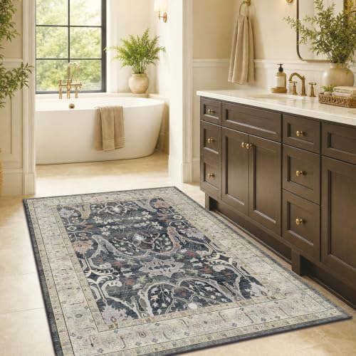Area Rug Living Room Rugs 4×6 Washable Floral Rug - Image 4