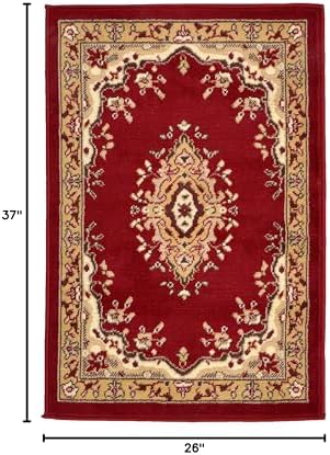 Unique Loom Reza Collection Traditional Persian Style Area Rug, 2 ft 2 in x 3 ft, Burgundy/Ivory - Image 2