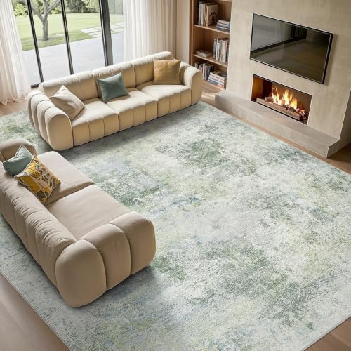 Tortania Area Rug Living Room Rugs - 9x12 Washable Large Soft Neutral Boho Moroccan Bohemian Farmhouse Rug Indoor Floor Carpet for Bedroom Under Dining Table Home Office Decor - Sage Green by Tortania