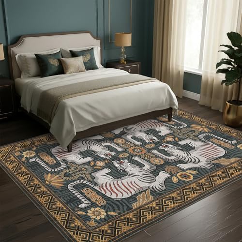 GarveeHome Tiger 8x10 Area Rugs Boho Washable Vintage Non Slip Living Room - Image 2
