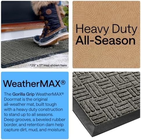 GORILLA GRIP WeatherMAX Door Mat, Indoor Outdoor Use, 72x24, Gray Maze - Image 3