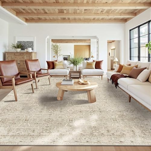 Rugxara Beige 10x14 Area Rugs for Living Room Bedroom Large Washable Rug