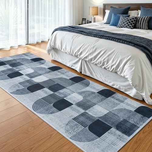 Washable Modern Geometric Hallway Runner Rug for Kitchen Grey 2x6 ft - Image 4