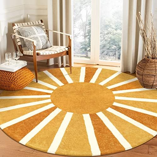 Lahome Round Rug 7Ft for Living Room, Washable Large Boho Area Rug by Lahome