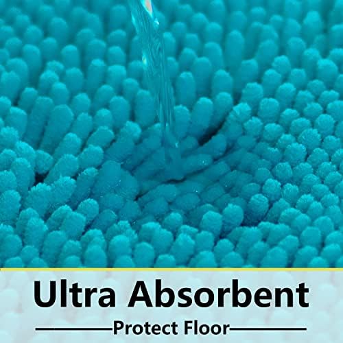 Bathroom Rugs Chenille 3-Piece Extra Soft and Absorbent Shag Bathroom Rugs, Machine Wash Mat, Strong PVC Non-Slip Underside, Plush Carpet Mats (Turquoise) - Image 6