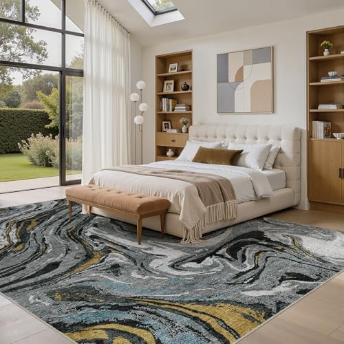 DMOYEST 6x9 Washable Area Rug Abstract Modern Non-Slip Indoor Carpet - Image 4