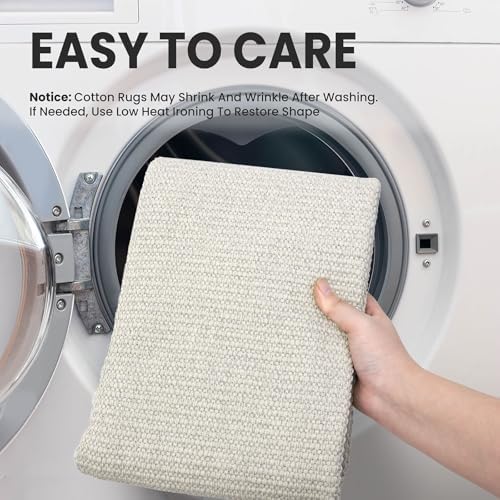 EARTHALL Washable Runner Rug, Non Slip Bedside Rug, 2x6 Ft, Cream/Grayish - Image 4