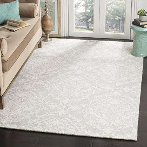 SAFAVIEH Blossom Collection Area Rug - 4' Square, Sage & Ivory, Handmade Wool, Ideal for High Traffic Areas in Living Room, Bedroom (BLM107C) by SAFAVIEH