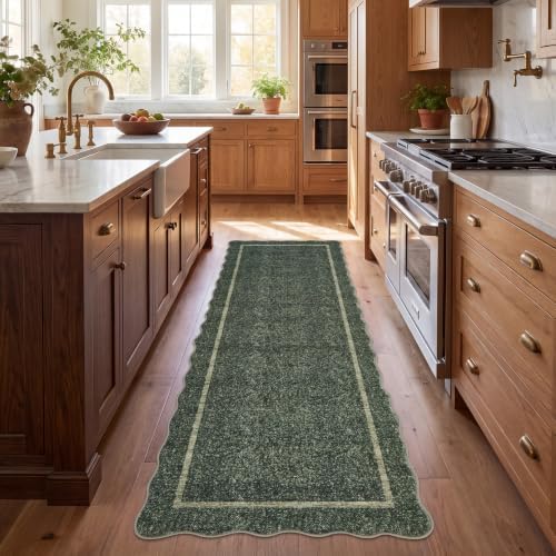 GarveeHome Scalloped Washable Runner Rug 2x6 Non Slip Kitchen Rugs, Green by GarveeHome
