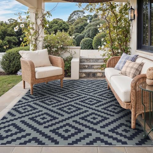 GENIMO Outdoor Rug, Waterproof Plastic Rugs for Patio, 5'x8' Cloud Blue by GENIMO