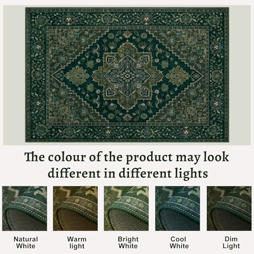 Tangsoo Dark Green 2x3 Small Rugs for Entryway, Washable Vintage Non Slip Oriental Rug, Indoor Front Door Rug, Print Door Mat Small Carpet, Soft Low Pile Rugs for Entrance Kitchen Bedroom Home Decor - Image 2