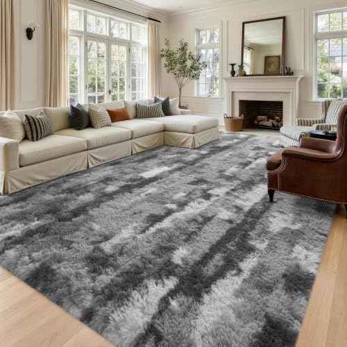 8x10 Extra Large Grey Fluffy Soft Area Rug Non-Slip for Living Room Bedroom - Image 2