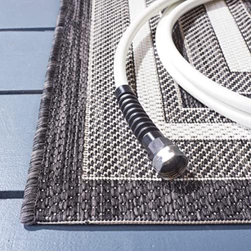 SAFAVIEH Washable Rug Outdoor Courtyard Collection - 6' x 8', Ivory & Black, Non-Shedding & Easy Cleaning, Ideal for Patio, Entryway, Mudroom, Hallway, Kitchen (CY8475-53712) - Image 4