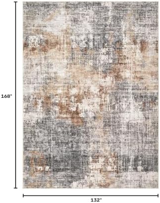 DMOYEST Area Rug Living Room Rugs - 11x14 Extra Large Soft Indoor Neutral Modern Abstract Low Pile Washable Rug Carpet for Bedroom Dining Room Farmhouse Home Office - Grey Brown - Image 2