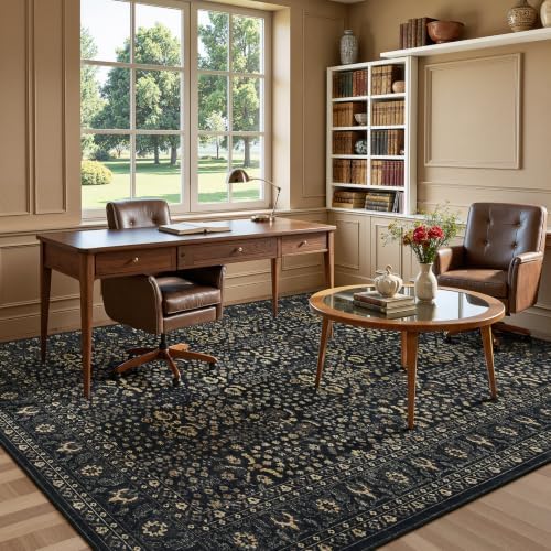 Lofus 9x12 Washable Area Rug for Living Room, Non-Slip Black Boho Carpet - Image 6