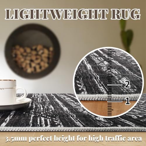 Ksrau 3x10 Runner Rug Washable Moroccan: Non Slip Hallway Floor Mat Black - Image 7