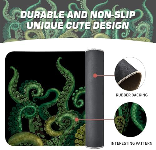 Funny Octopus Tentacle Kitchen Rugs Sets of 2 Non Slip Washable, Black Cthulhu Kraken Kitchen Mats for Floor 2 Piece Home Decor - Image 5