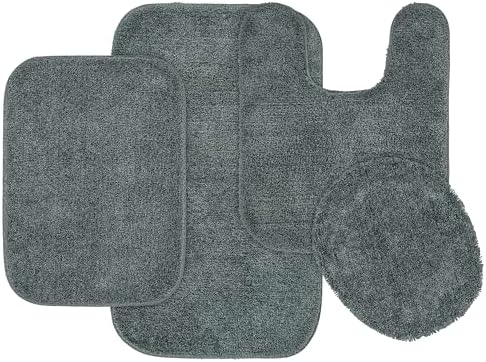 Garland Rug Traditional Bath Rug Set, 4-Piece, Dark Gray by Garland+Rug