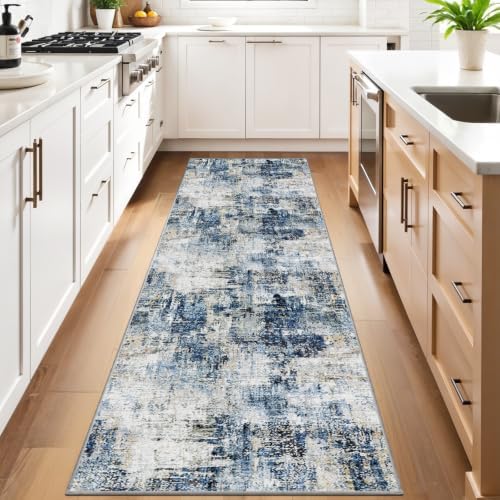 Machine Washable Runner Rugs 3x9 Modern Abstract Rug Midnight Sky - Image 2