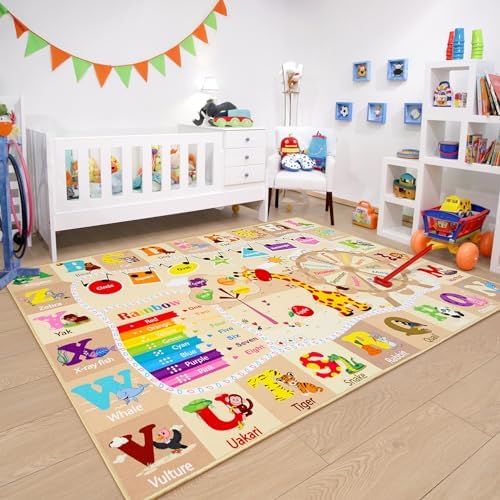 Chicrug 6x9 ABC Kids Rug for Classroom, Washable Non Slip Playroom Play Mat - Image 2