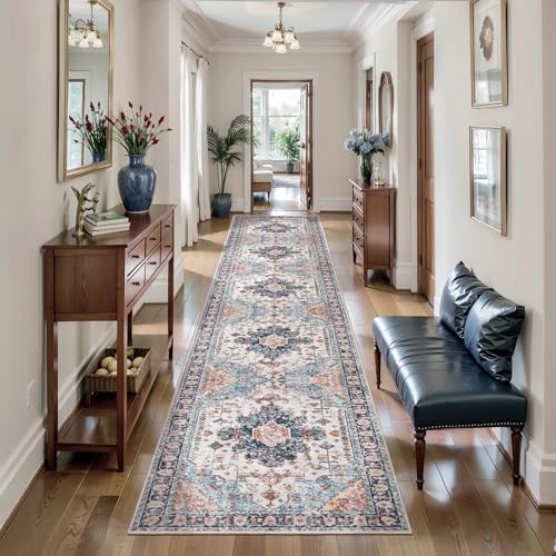 Tangsoo 2.6x12 Hallway Runner Rugs Vintage Washable Runner Rug Non Slip by Tangsoo