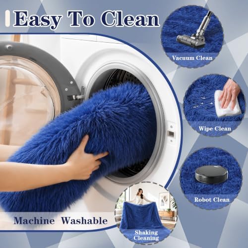 9x12 Area Rugs for Living Room: Soft Blue Fluffy Rug Shag Washable Rug Plush Fuzzy Indoor Carpet for Bedroom Nursery Playroom Girls Boys Kids Room (Blue, 9'x12') - Image 5
