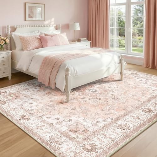 CAPALOCA 6x9 Washable Nursery Girls Low Pile Area Rug Pink - Image 2