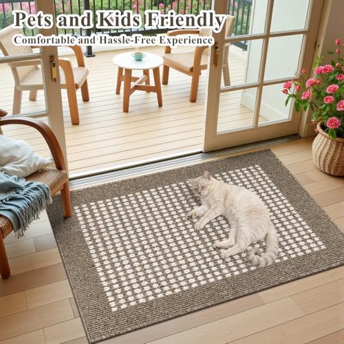 Ileading Indoor Door Mat 2x3ft, Absorbent Muddy Mats for Dogs, Low-Profile Entrance Welcome Mat with Non-Slip Rubber Backing, Washable Runner Carpet for Hallway,Entryway,Kitchen(Brown) - Image 2