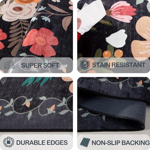 6x9 Washable Area Rugs for Living Room Soft Carpet (Black) - Image 6
