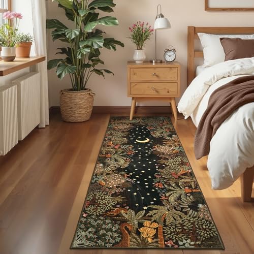 GarveeHome 2x6 Jungle Washable Runner Rug for Kitchen, Soft Animal Print Hallway Runner Non Slip Brown Entryway Rug Farmhouse Laundry Mat Stain Resistant Carpet for Bedroom Bathroom - Image 3