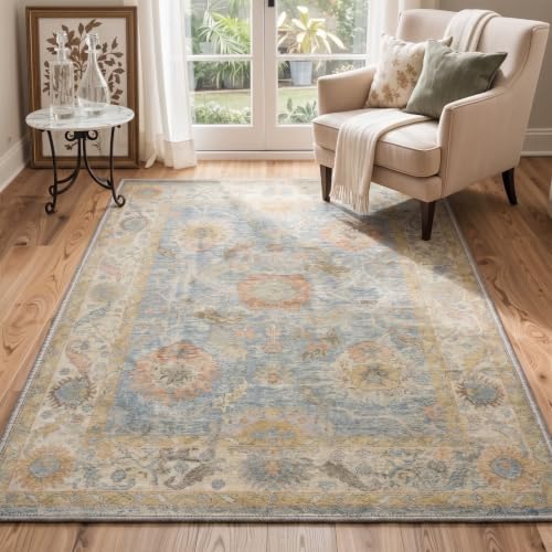 Bavni 2X5 Washable Hallway Runner Rug, Boho Vintage Floral Non Slip - Image 5