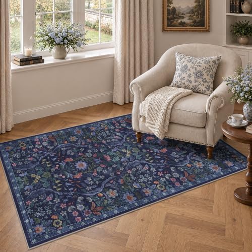 4x6 Floral Area Rug Soft Low Pile Washable Rug for Living Room - Image 2