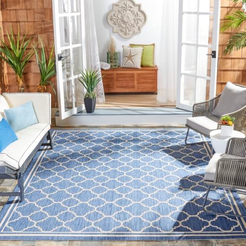SAFAVIEH Courtyard Collection 8' x 10' Blue/Beige CY6918 Trellis Indoor/ Outdoor Patio Backyard Mudroom Area Rug by Unknown