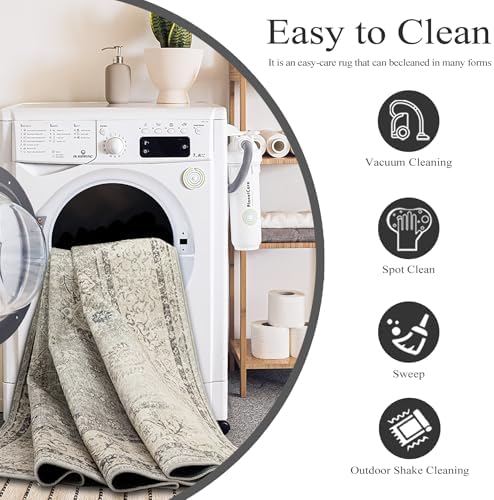 Ruaruarug Washable Area Rug 8×10 for Living Room, Ultra Soft, Gray - Image 4