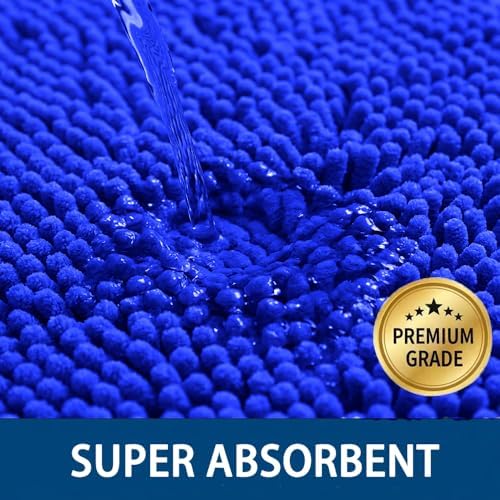 Bathroom Rugs Sets 2 Piece,Super Absorbent Chenille Bath Mats and U-Shaped Toilet Rug,Strong PVC Non Slip Backing,Microfiber Washable Dry Quickly Bath Mats for Bathroom(20"x32"+20"x20"U, Royal Blue) - Image 4