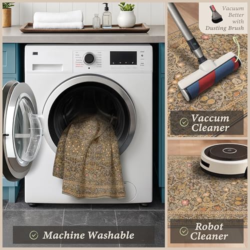 JTJ Brown Kitchen Rug Set of 3, Washable Non Slip Mats with Runner - Image 5